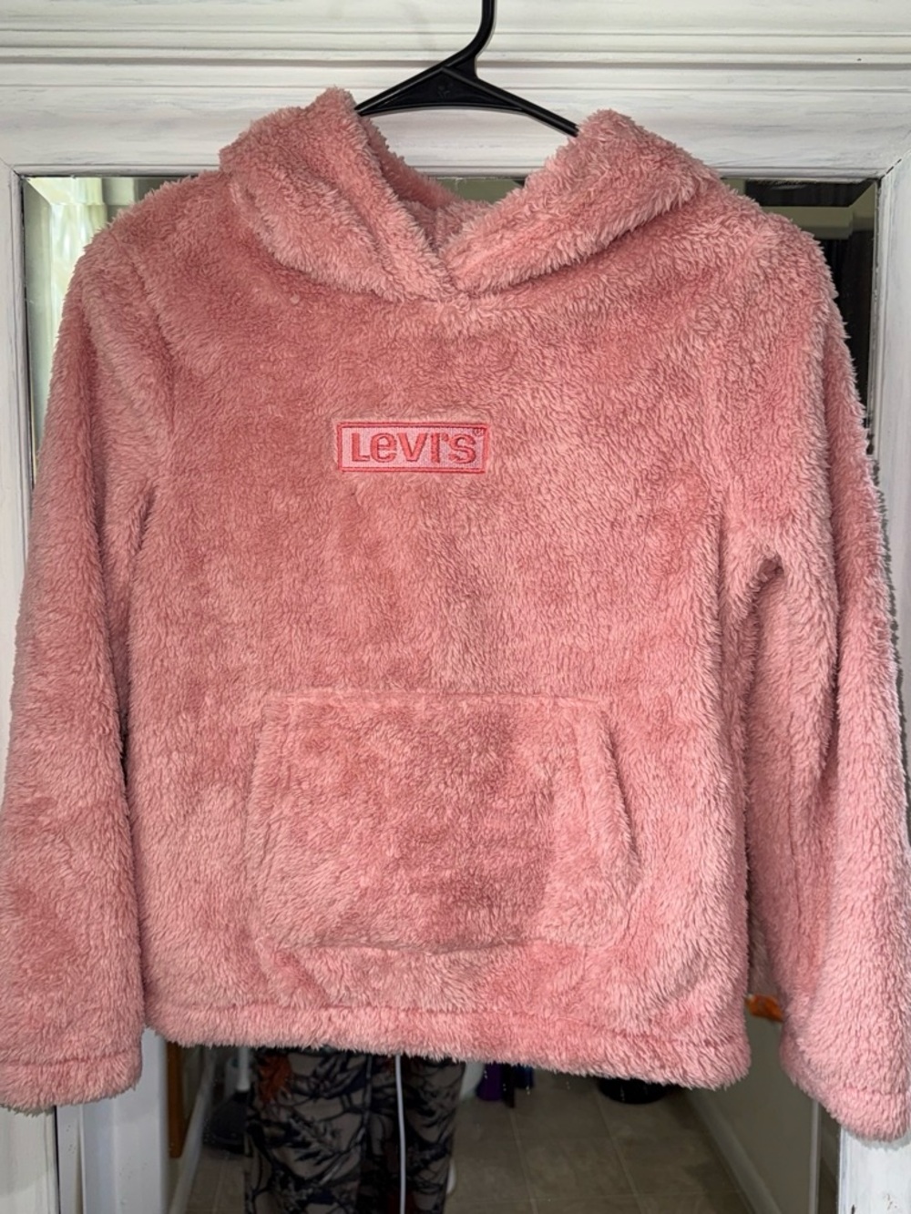 Levi's Plush Hooded Pullover Jacket in Dusty Pink